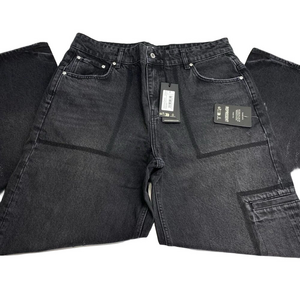 NEW REPRESENT R3 Drive Denim Jeans Size 34 – Jet Black Baggy Fit, Distressed